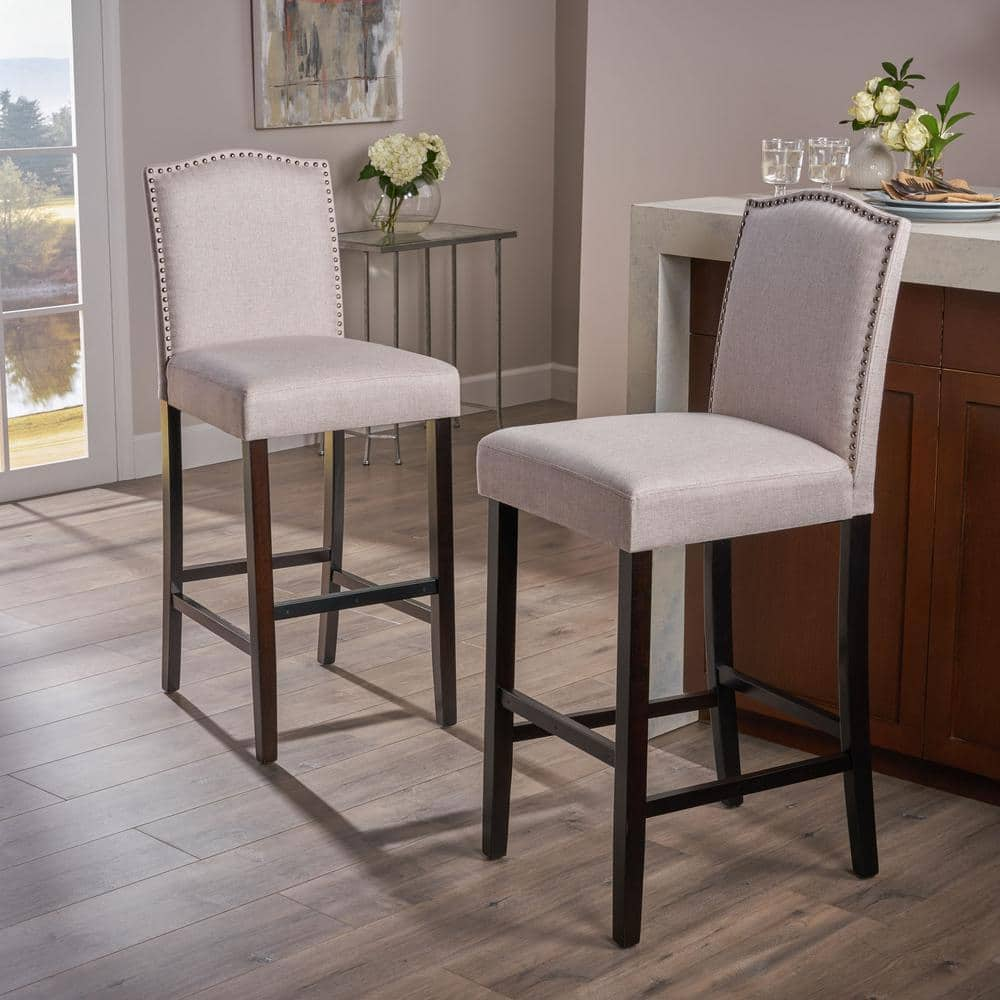 Noble House Darren 45 in. Wheat Upholstered Bar Stool (Set of 2) 21180