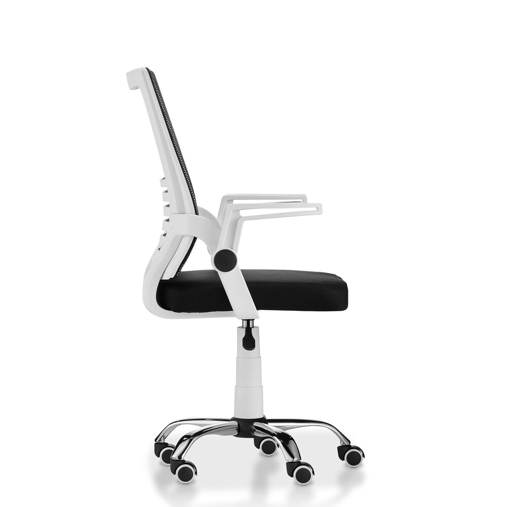 Moss Contemporary White Fabric Height Adjustable Desk Chair by Furniture of America