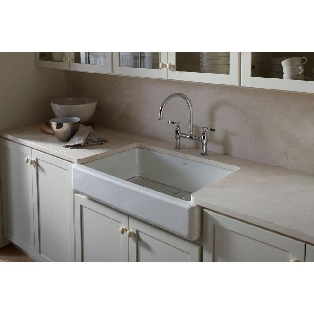 KOHLER Whitehaven Undermount Farmhouse Apron Front Cast Iron 36 in. Single Basin Kitchen Sink in Biscuit K-6488-96