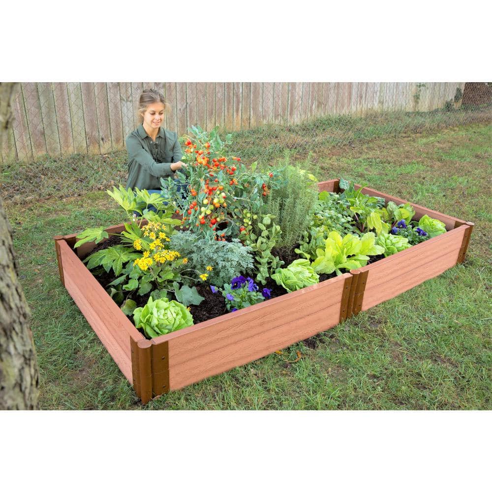 Frame It All Two Inch Series 4 ft. x 8 ft. x 11 in. Classic Sienna Composite Raised Garden Bed Kit 300001091