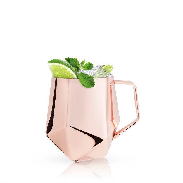 Viski Faceted Moscow Mule Mug Stainless Steel Copper Plating Holds 18 Oz Cocktail Drinkware