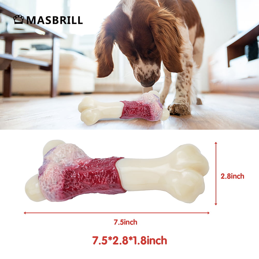 MASBRILL Dog Toys for Aggressive Chewers， Indestructible Durable Dog Chew Toys， Non-Toxic Food Grade Nylon Dog Bone Toy Reduces Boredom， For Small Medium and Large Breed