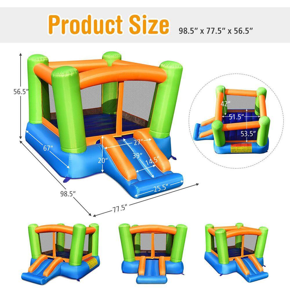 Gymax Inflatable Bounce House Kids Jumping Playhouse Indoor and Outdoor With 550-Watt Blower GYM10584