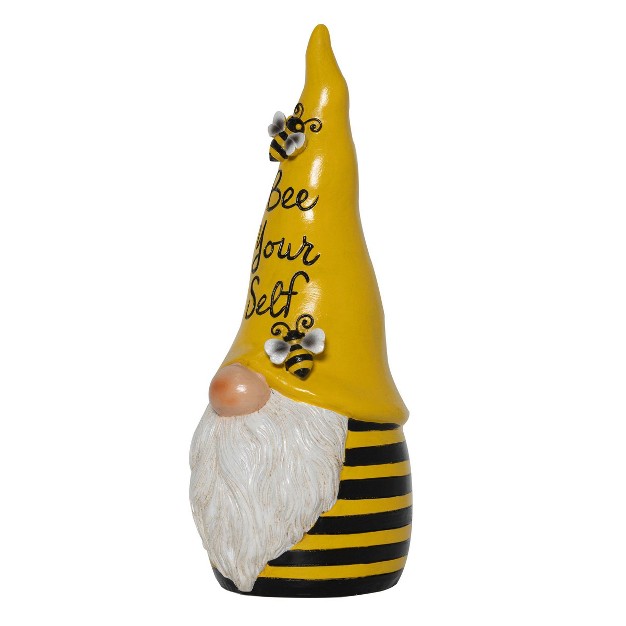 Polyresin quot bee Yourself quot Indoor outdoor Garden Gnome Statue Yellow black Alpine Corporation