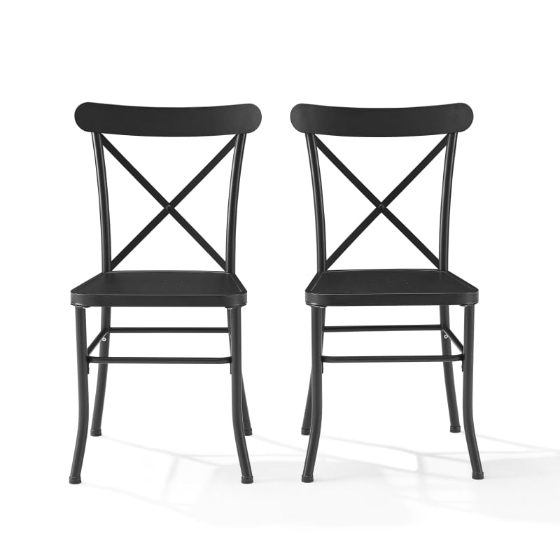 Crosley Astrid Outdoor Dining Chair - Steel - Set of 2 - Adjustable - Black