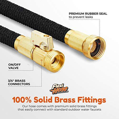 Flexi Hose 34 in x 50 ft. Expandable Garden Hose Lightweight and No-Kink Flexible Black 17096