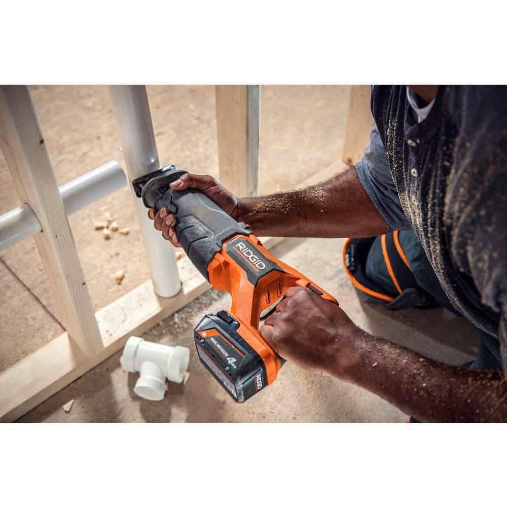 RIDGID 18V Brushless Cordless Reciprocating Saw with 18V Lithium-Ion 4.0 Ah Battery R8647B-AC87004