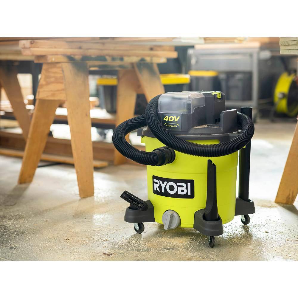 RYOBI 40V 10 Gal. Cordless WetDry Vacuum with 40V HP Brushless EZClean 600 PSI Power Cleaner 4.0 Ah Battery and Charger RY40WD01K-RY124050VNM