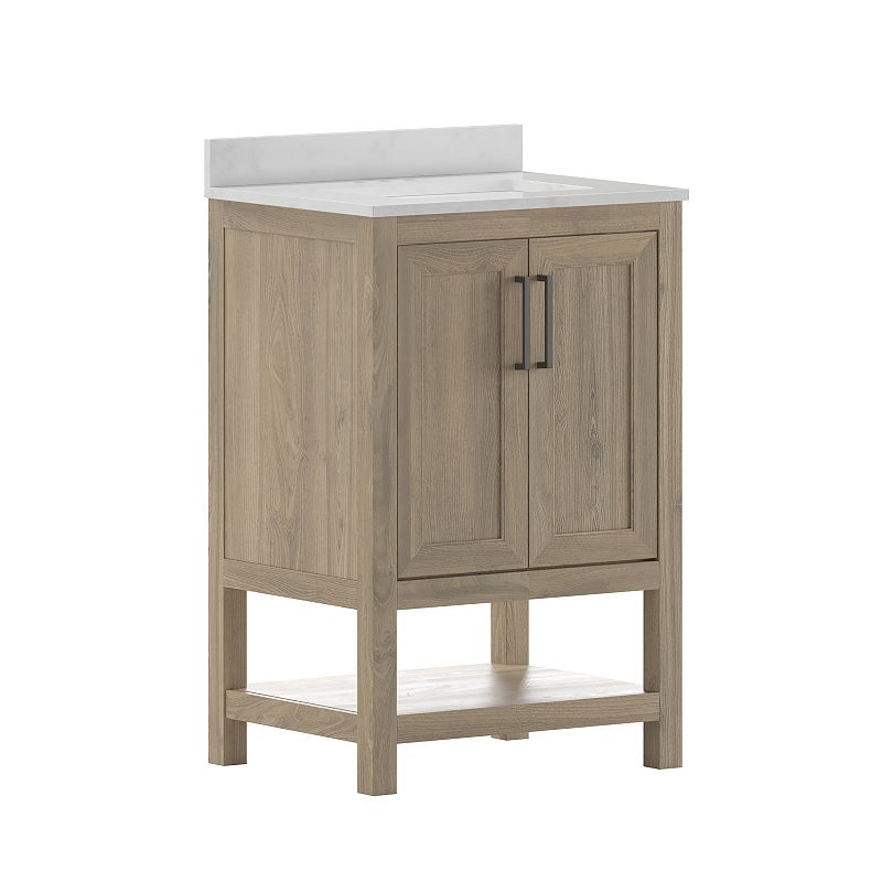 Emma and Oliver Vesta Bathroom Vanity with Undermount Sink and Open Storage Shelf