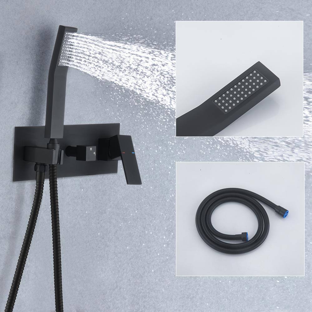 YASINU Single Handle 1-Spray Wall Mount Shower Head Faucet with Handheld Shower in Matte Black YNAE712-10MB