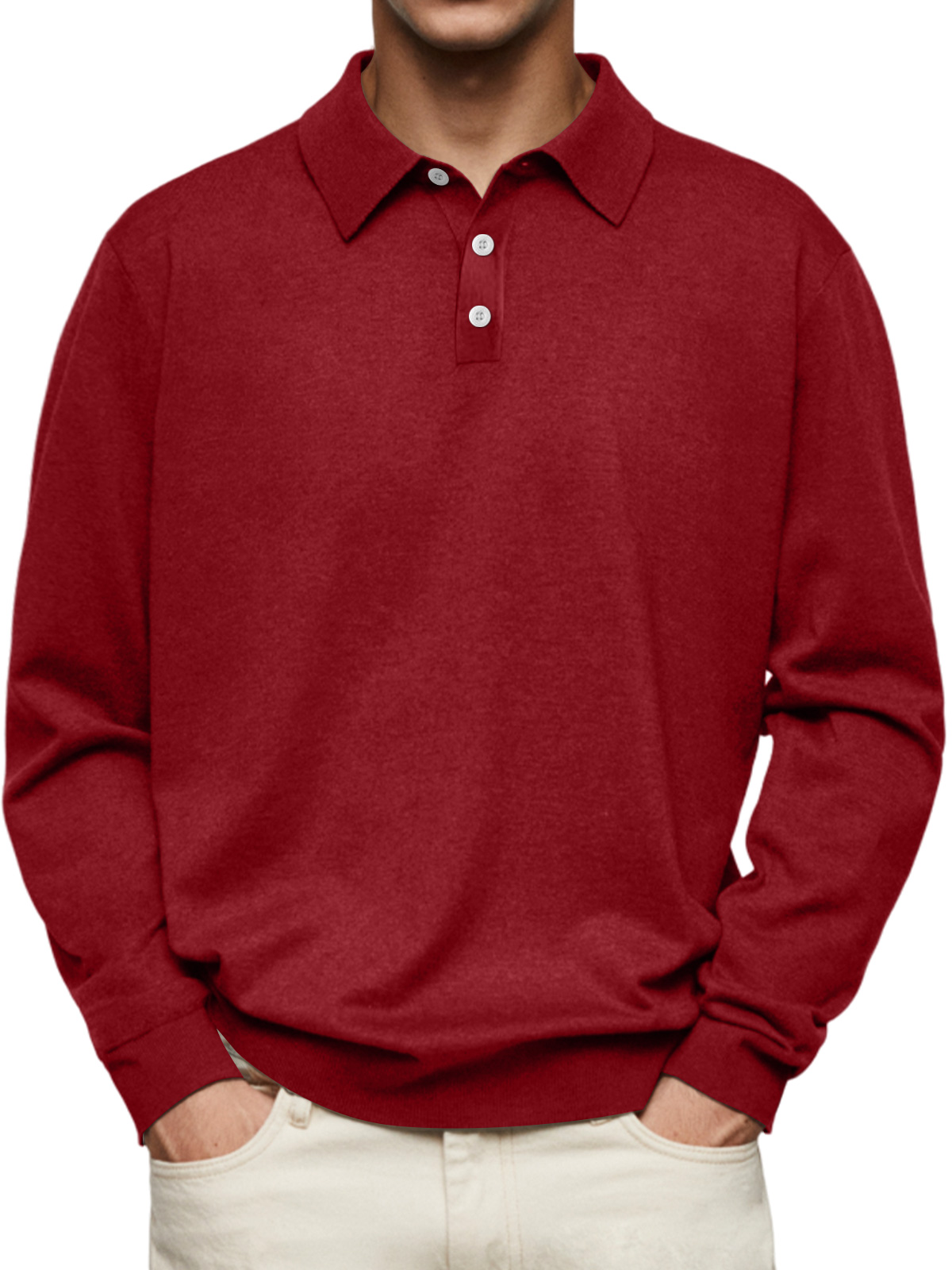 🎄Christmas Sale🔥 Men's Casual and Comfortable Solid Color Lapel Long Sleeve POLO Shirt