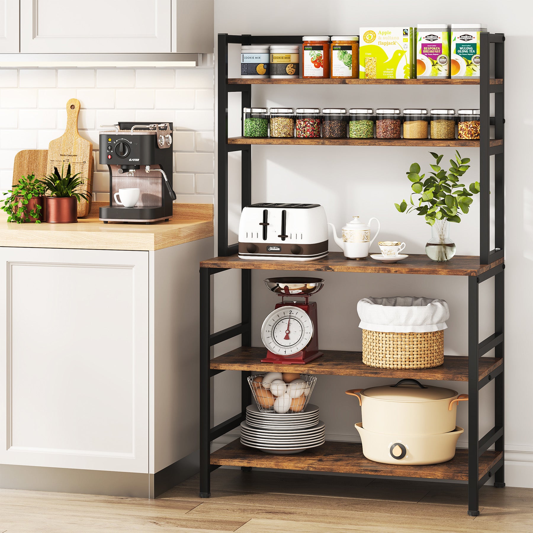 Industrial Kitchen Baker's Rack, 5-Tier Kitchen Utility Storage Shelf