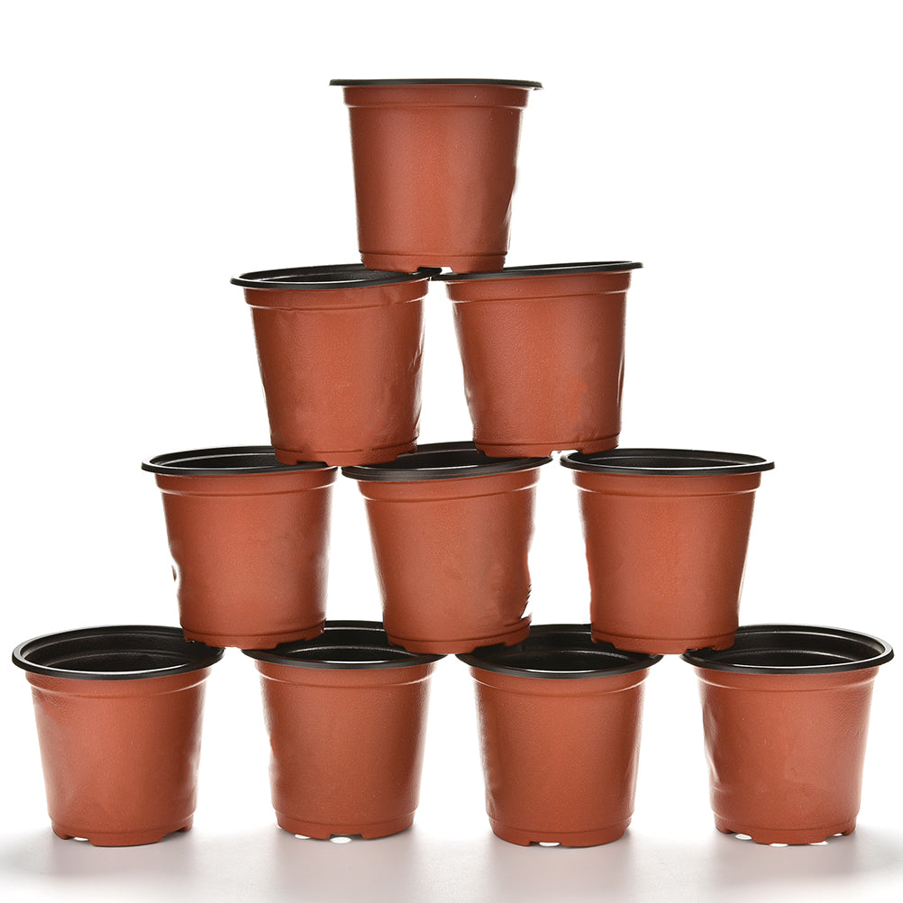 Party Yeah 10Pcs/Set Mini Plastic Round Flower Pot Terracotta Nursery Planter Home Garden Decor