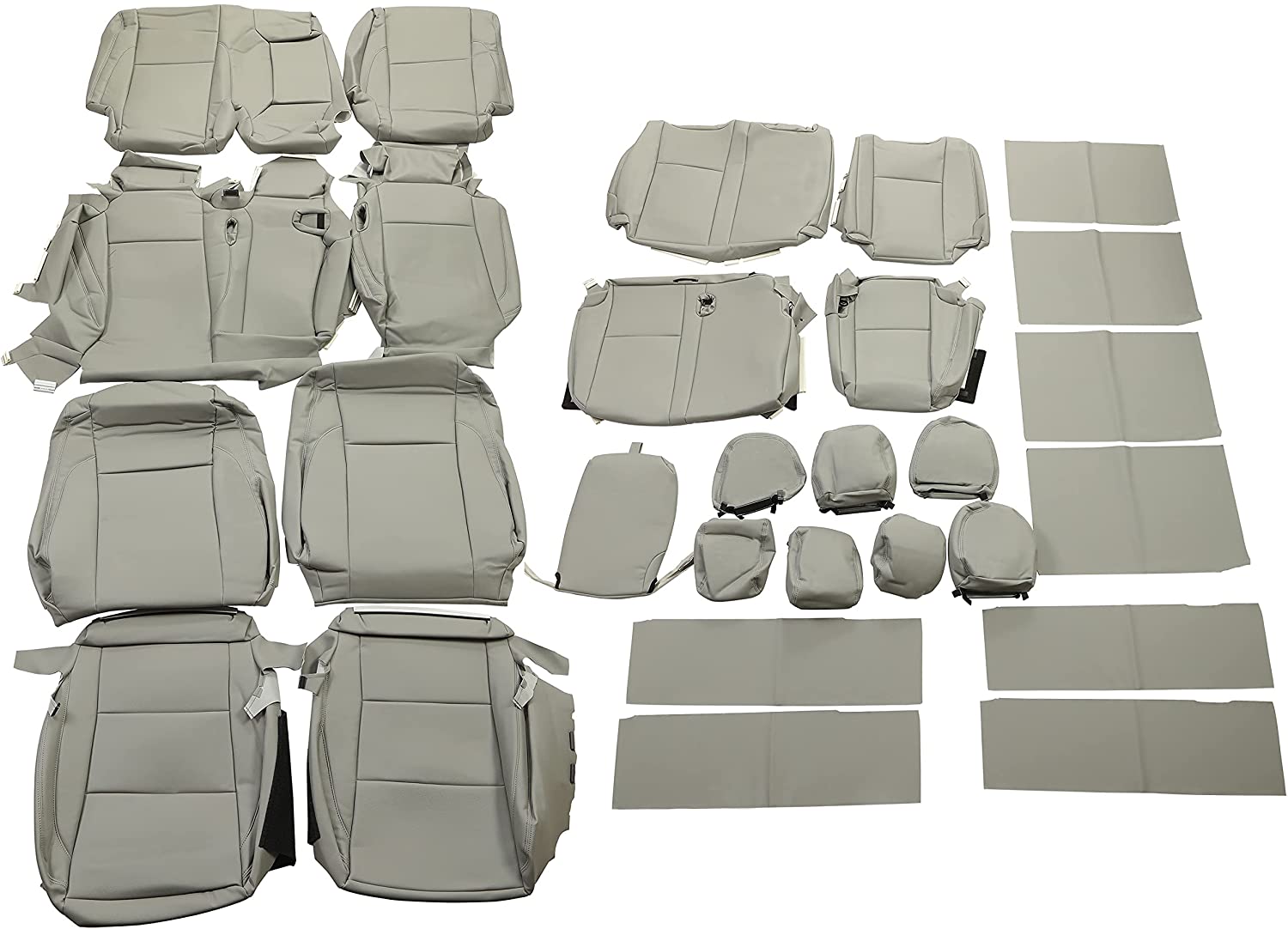 Kojem Full Set Car Seat Covers Leather Seat Cushion Protector Waterproof Compatible with 2014 2015 2016 2017 2018 2019 Toyota Highlander LE/Hybrid LE - Grey D21