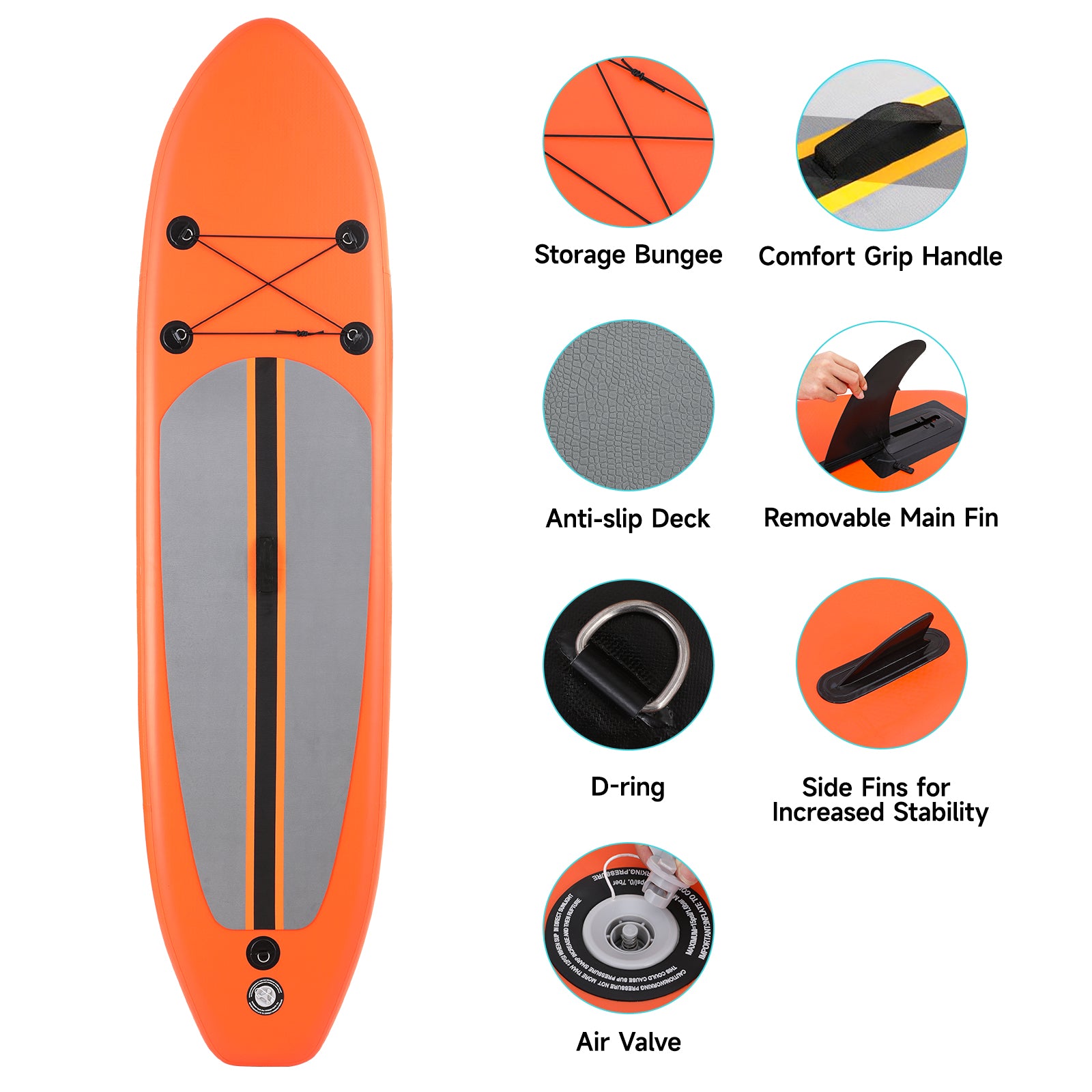 10FT Inflatable Paddleboard with Double Action Pump,  Adjustable Paddle, SUP Accessories and Carry Bag