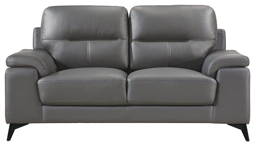 Modern Loveseat  Extra Padded Seat With Genuine Leather Upholstery   Contemporary   Loveseats   by Decor Love  Houzz