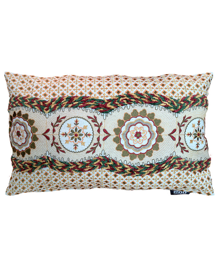 Mod Lifestyles Spice Collection Medallion Allover Embroidery Lumbar Pillow， 13 X 20