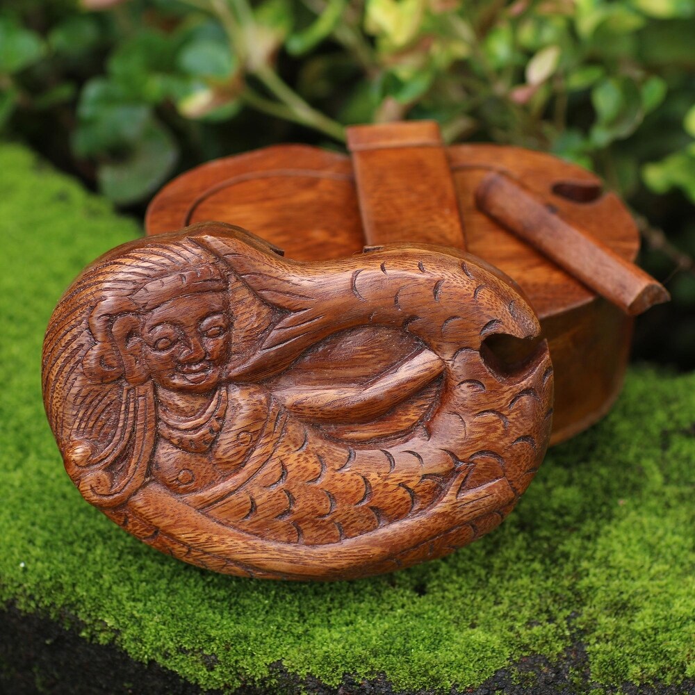 Novica Handmade Mermaid Dance Wood Puzzle Box