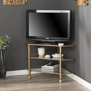 SEI FURNITURE Jaymes  35.25 in. Gold TV Stand Fits TV's up to 33.25 in. with corner convenient design HD257242