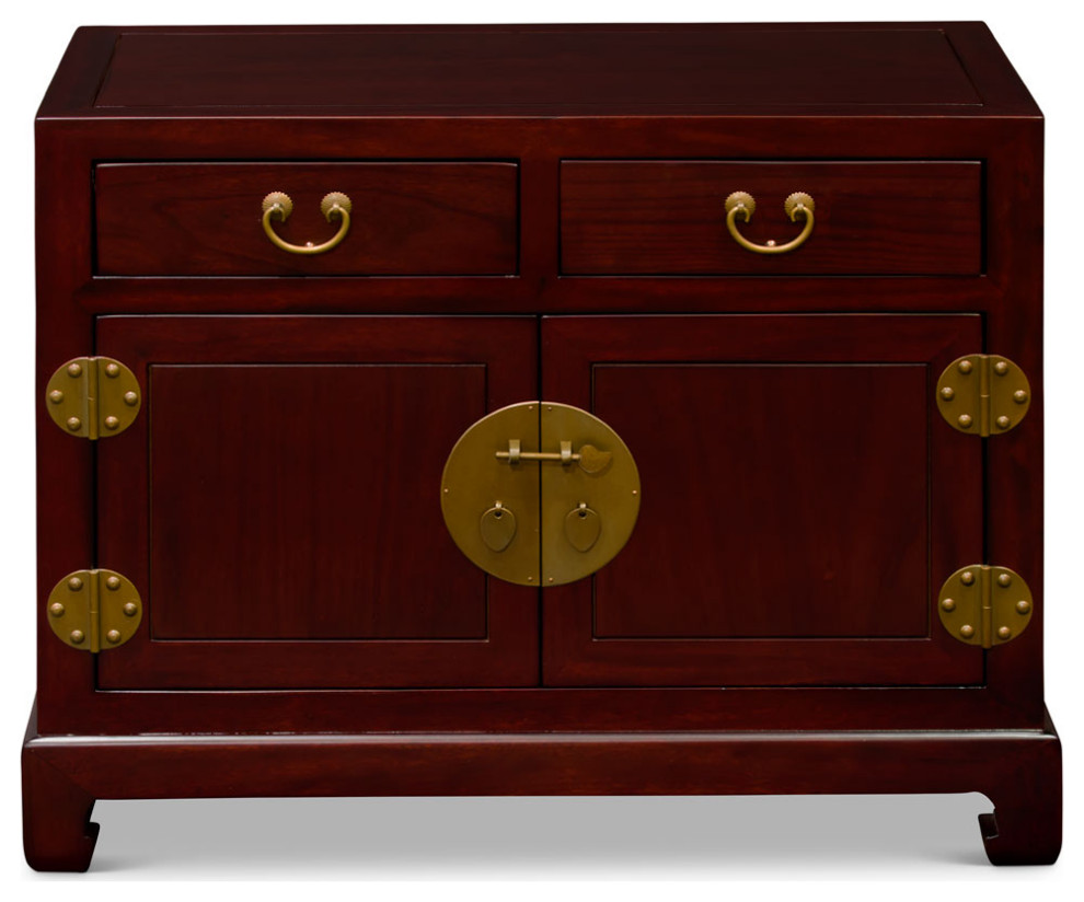 Cherry Finish Elmwood Chinese Petite Ming Media Cabinet   Asian   Entertainment Centers And Tv Stands   by China Furniture and Arts  Houzz