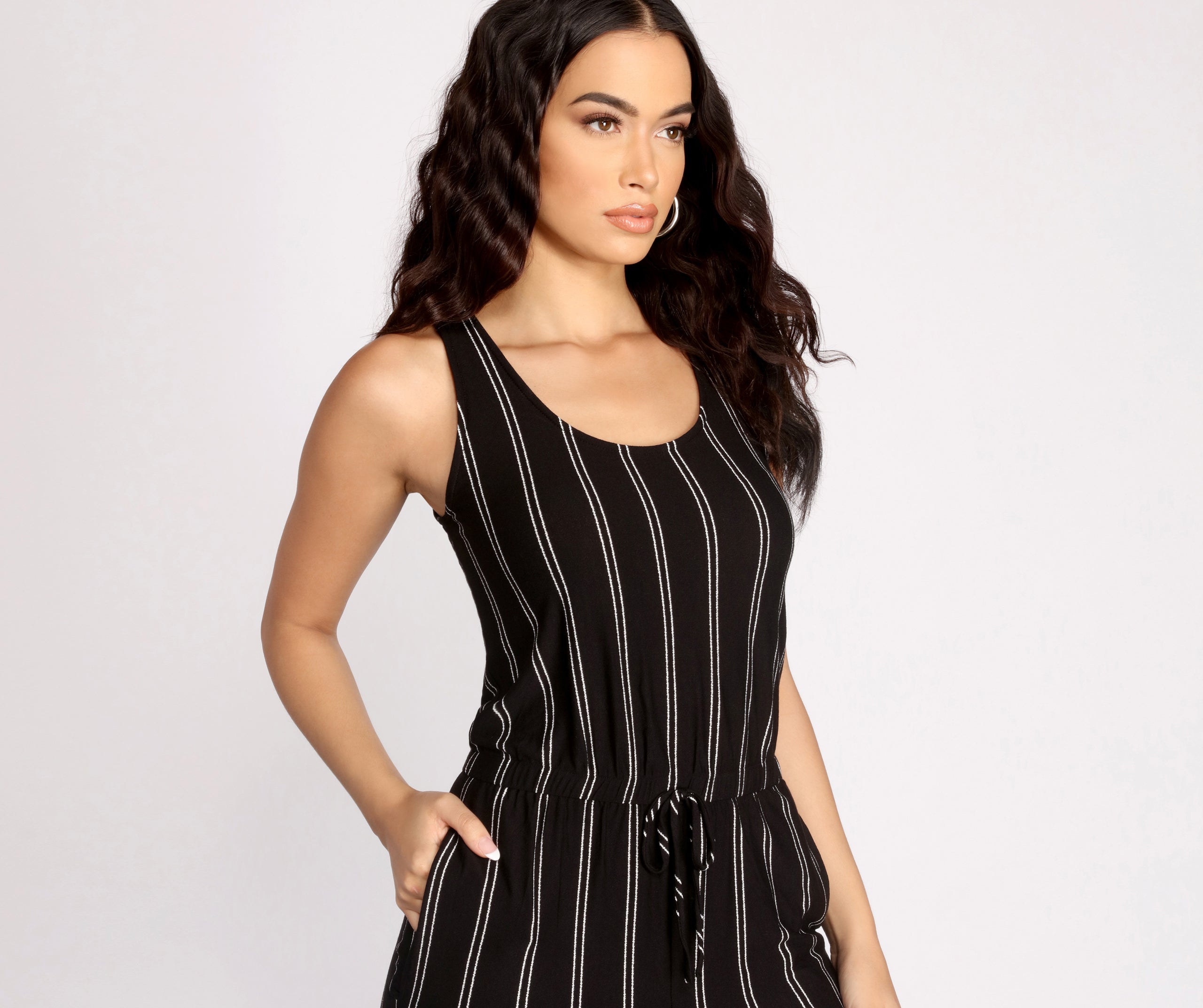 Stripe Decision Sleeveless Jumpsuit