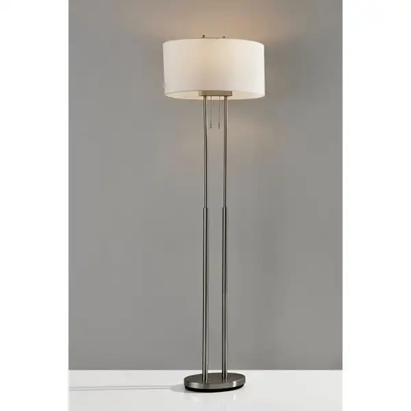 Strick and Bolton Lissie Brushed Steel Double Socket Floor Lamp