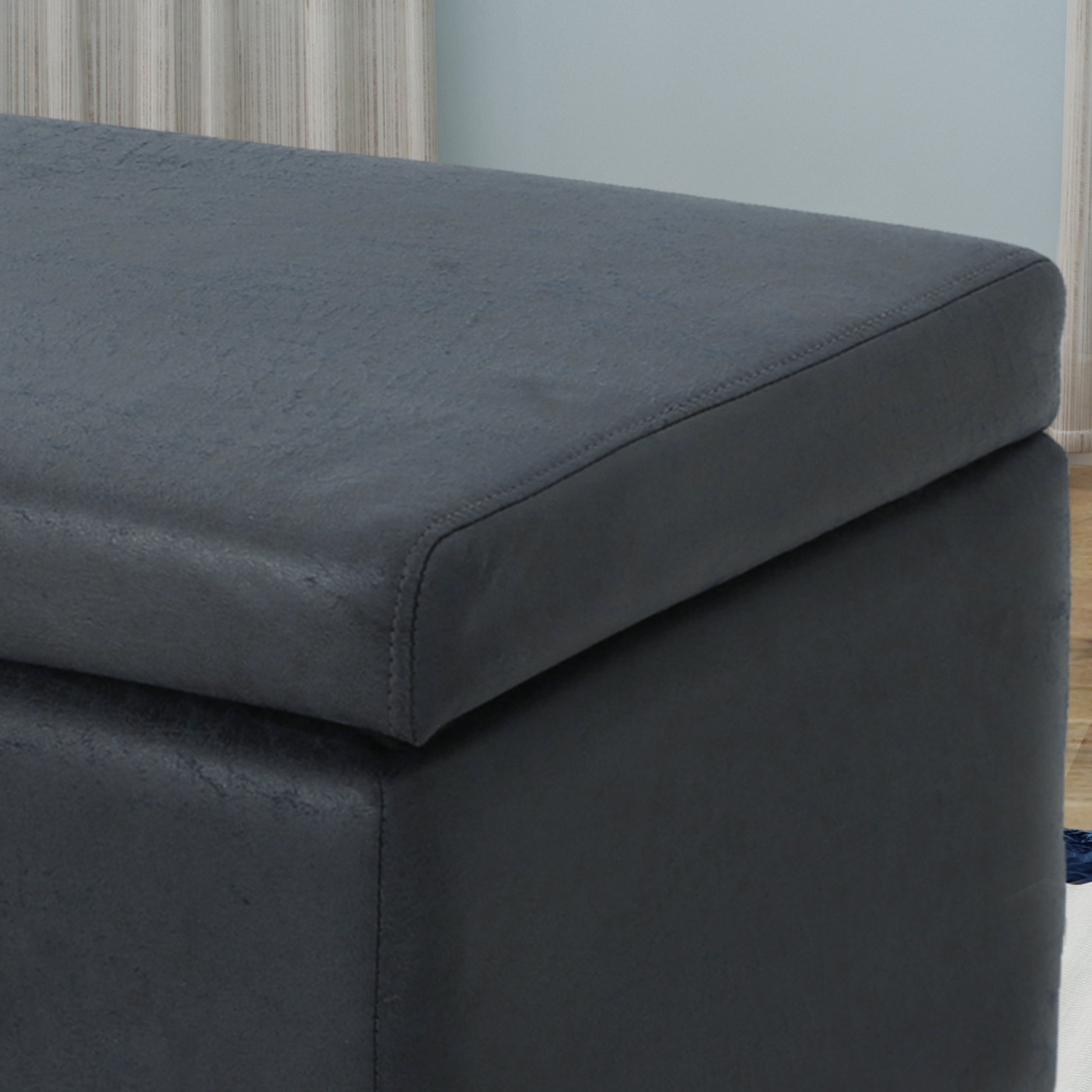 Carl Rectangle Microfiber Storage Ottoman Bench