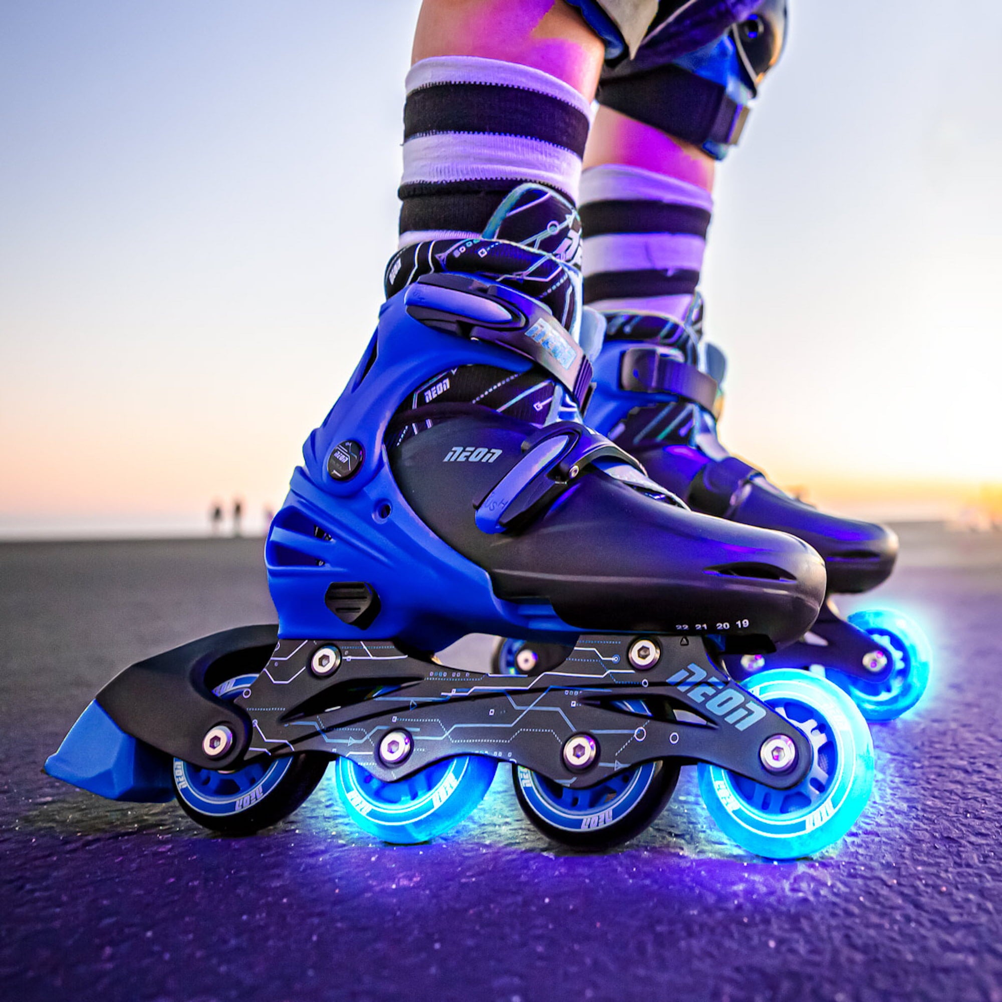 Neon Kids Inline Skates Size 3-6， One Pair， Blue， Boys and Girls