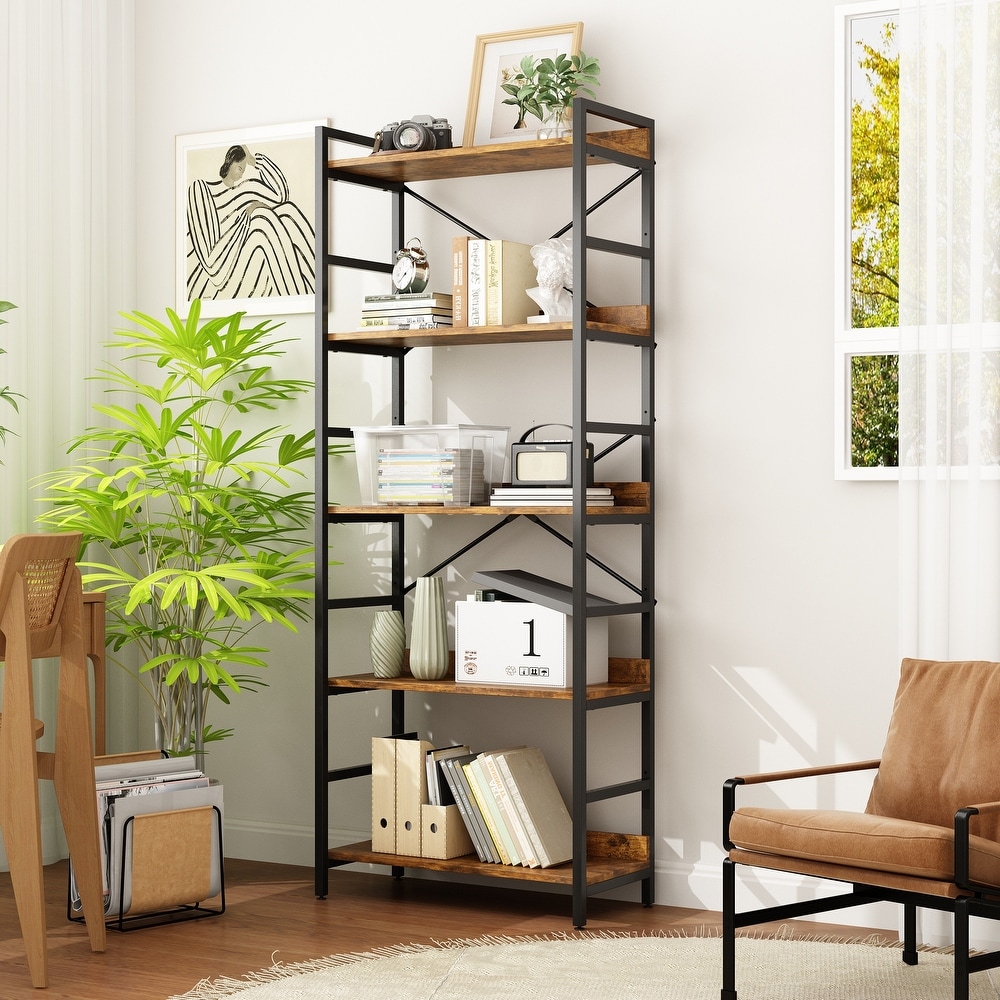 Bookcase   Versatile Industrial Style Bookshelf with Open Shelves