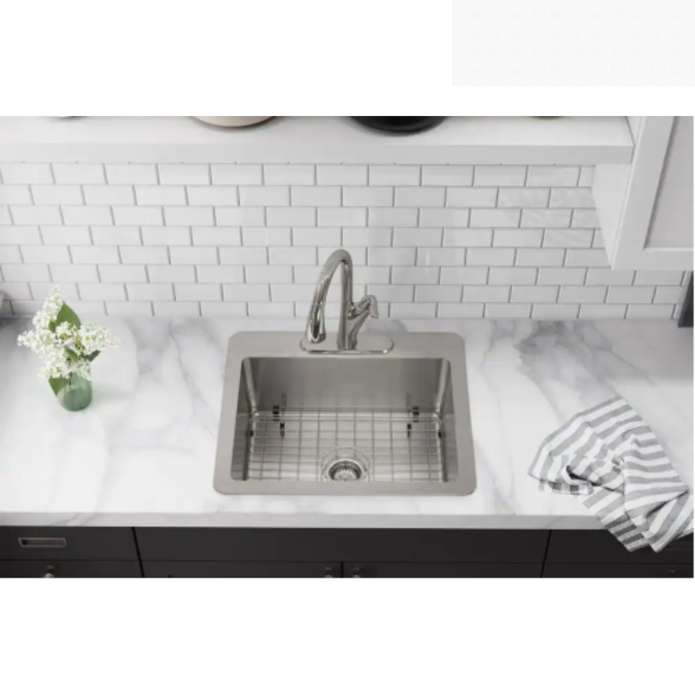 Elkay Avenue Drop-In/Undermount Stainless Steel 25 in. Single Bowl Kitchen Sink with Bottom Grid and Drain