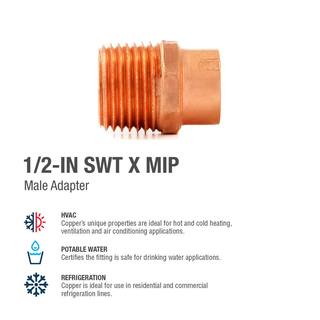 Everbilt 12 in. Copper Pressure Cup x MPT Male Adapter Fitting W 01131EB