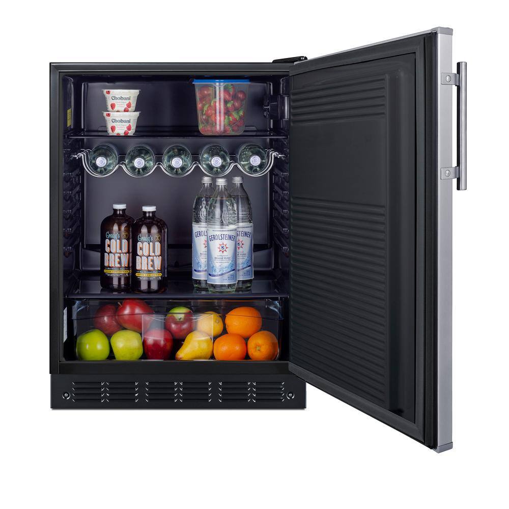 Summit Appliance 24 in. W 5.3 cu.ft. Mini Refrigerator without Freezer in Stainless Steel FF708BLSS