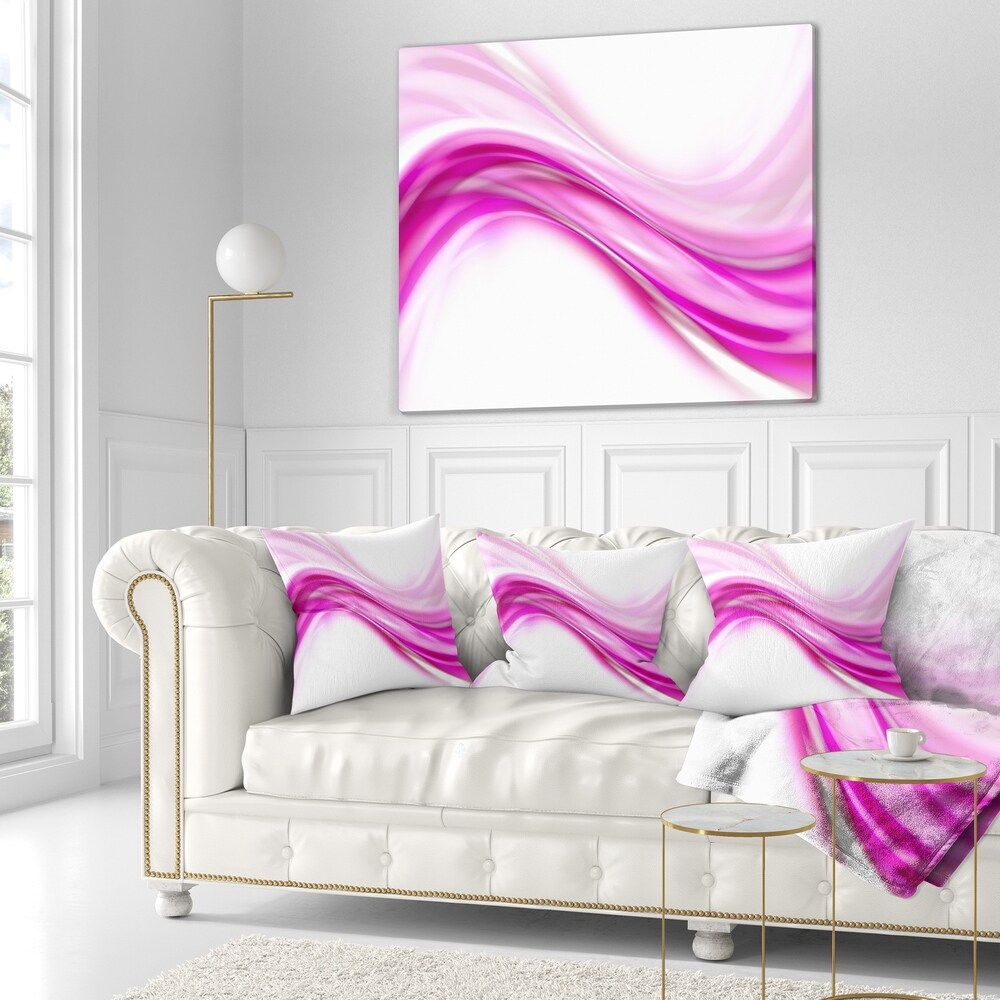 Designart 'Pink Abstract Waves' Abstract Throw Pillow