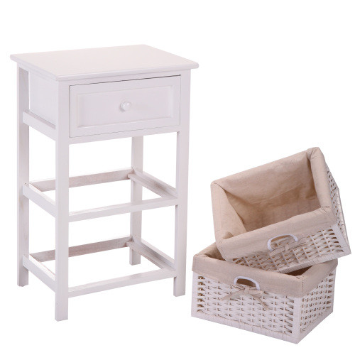 One Drawer Nightstand with Two Removable Baskets  ...