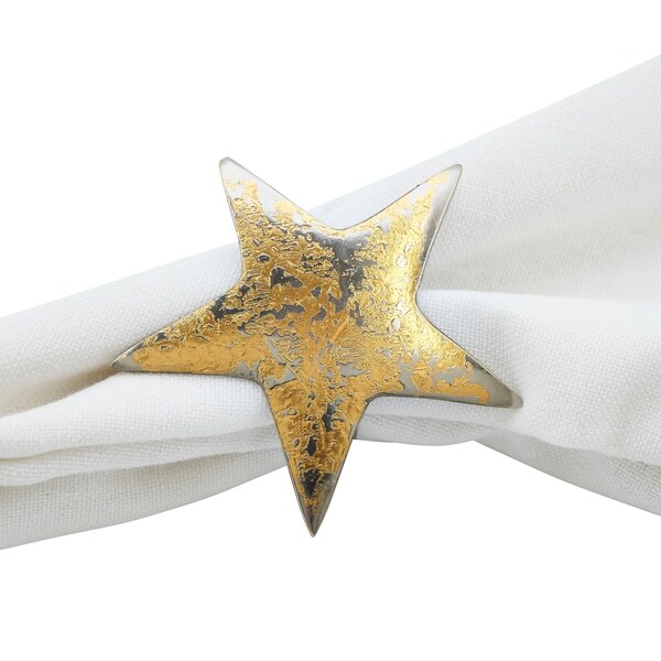 Textured Gold Star Dinner Napkin Rings (Set of 4)