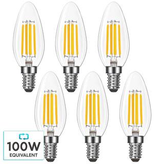 LUXRITE 100-Watt Equivalent B11 Dimmable Vintage Edison LED Light Bulb 5000K Bright White 7-Watt Damp Rated (6-Pack) LR21638-6PK