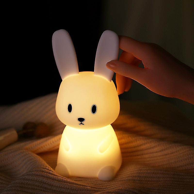 Cute Rabbit Silicone Table Lamp Bedroom Bedside Lamp Baby Feeding Night Lamp Eye Protection Children Sleep Pat Night Lamp