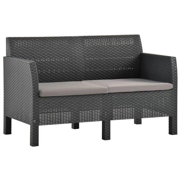 4 Piece Patio Lounge Set with Cushions PP Rattan Anthracite - Overstock - 36226387