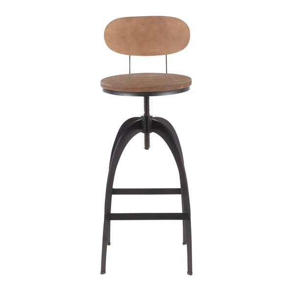 Carbon Loft Goddard Industrial Metal and Wood Mid-back Bar Stool