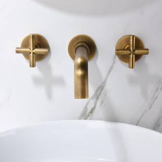 matrix decor Double Handle Wall Mounted Bathroom Faucet in Archaize MD-AL12763388A