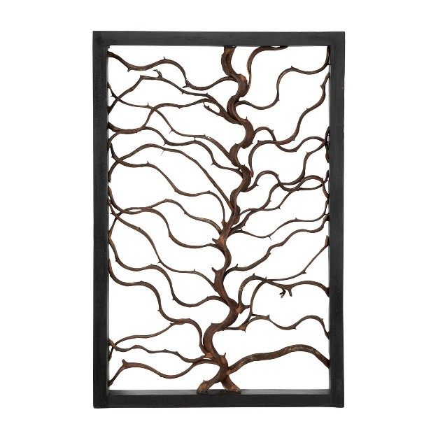 Wood Tree Branch Wall Decor With Black Frame Brown Olivia amp May