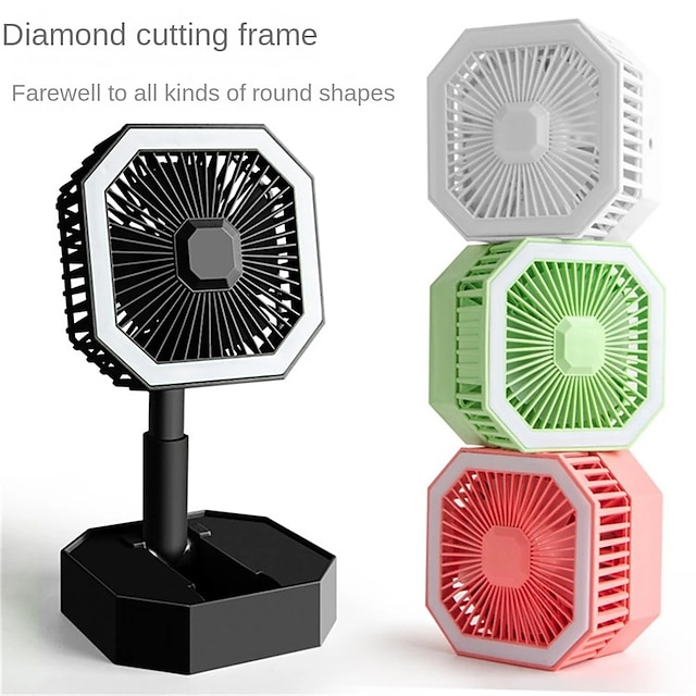 Portable Fan Rechargeable Adjustable Height Angle With LED Light USB Foldable Mini Fan Personal Fan for Travel Office Home