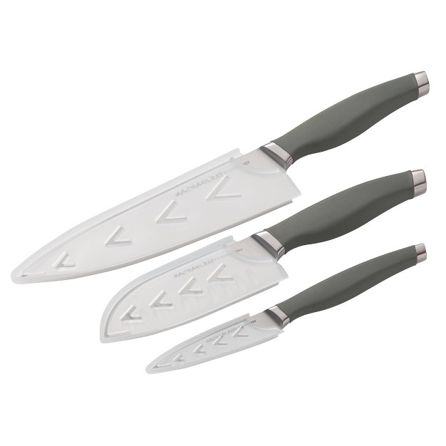 Rachael Ray 3pc Stainless Steel Chef Knife Set Gray