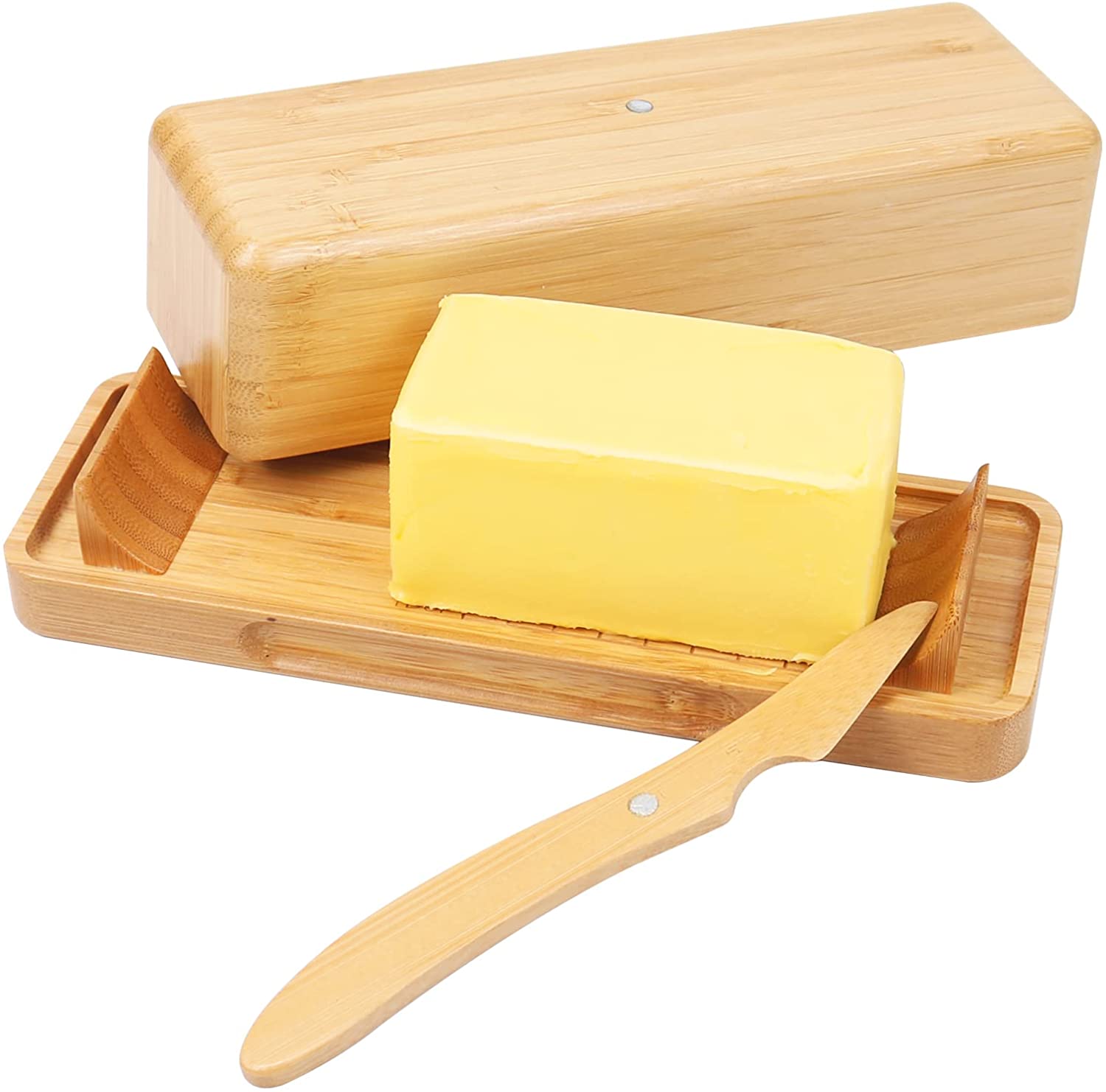 Bamboo Butter Dish with Lid 8.7