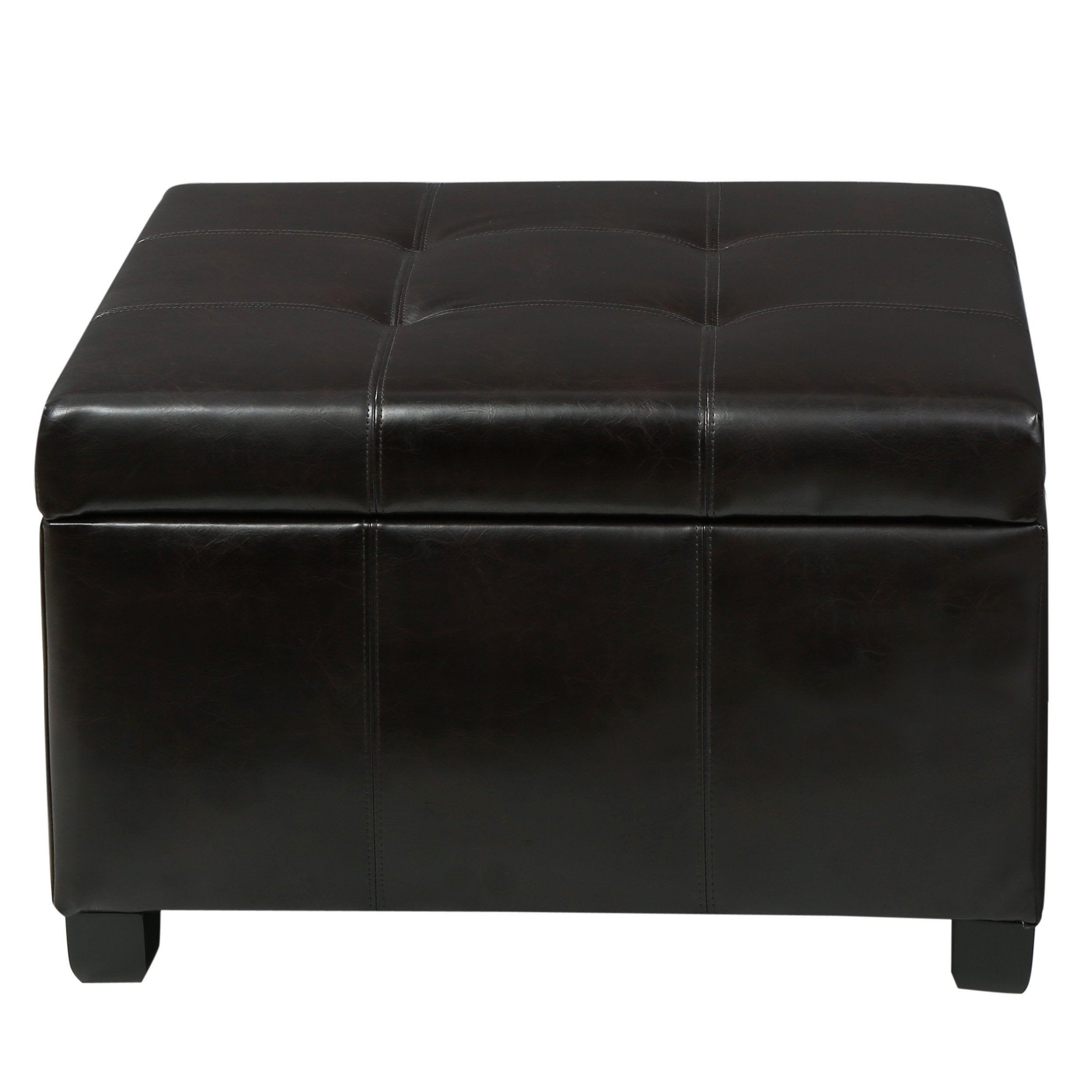 Kensington Leather Square Storage Ottoman Coffee Table