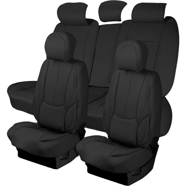 Zone Tech Car Leather Seat Covers For Front And Rear Seats Fully Covered Set Of 5 Universal Fit Waterproof Fine Seat Protectors