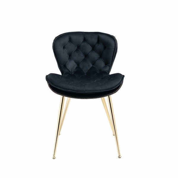 Contemporary Velvet Upholstered Dining Chair with Polished Gold Legs， Set of 2