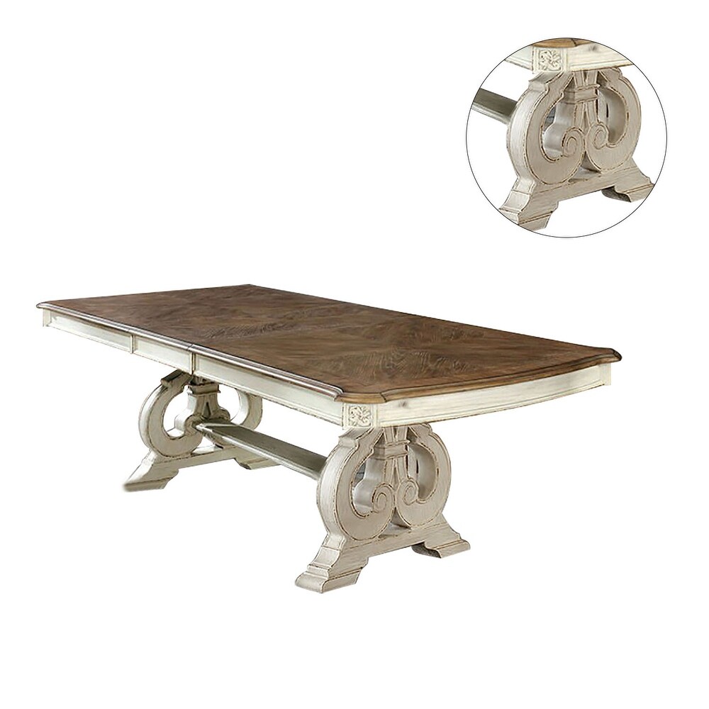 Wood Dining Table in Antique White   Antique White