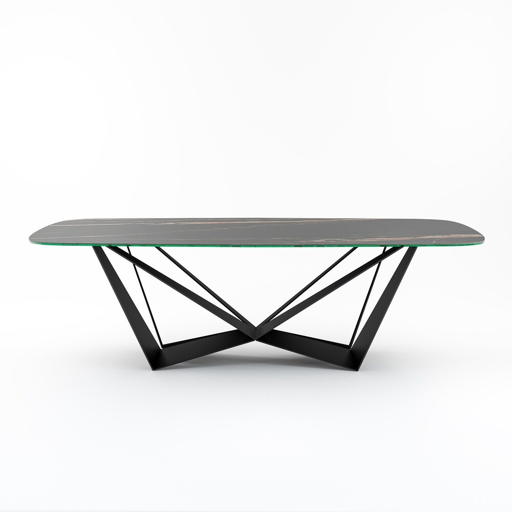 DAVEE Dining Table with Slate Black Ceramic Top   94.98*47.24*30 inches