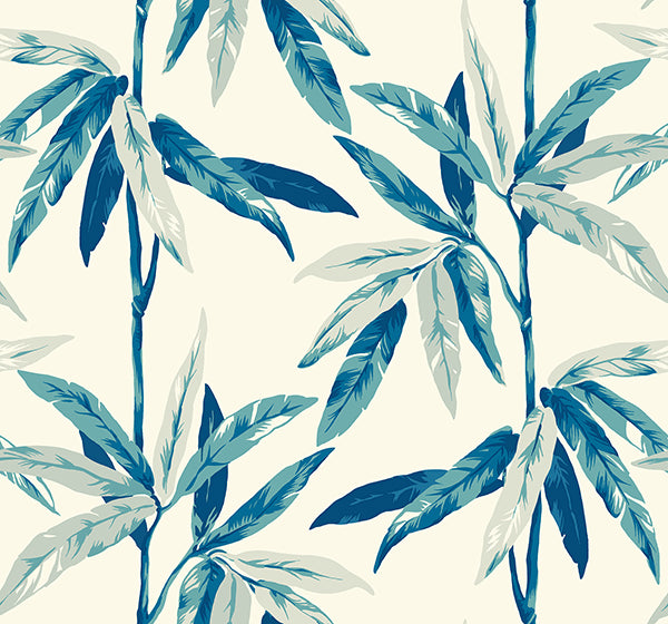 Janson Floral Wallpaper in Blues and Ivory by Carl Robinson